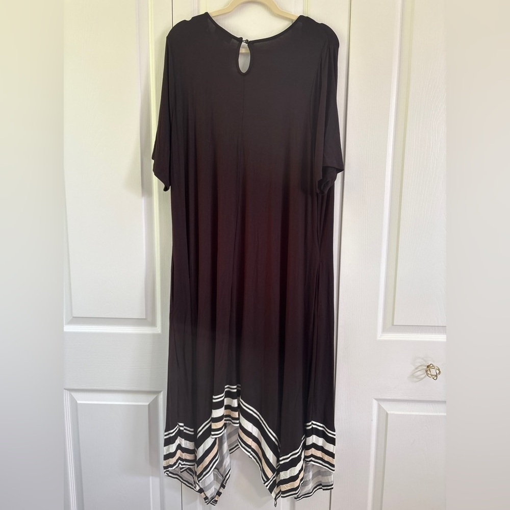 Catherines Plus Black A-line Striped Pockets Midi Dress 1X - Picture 6 of 8